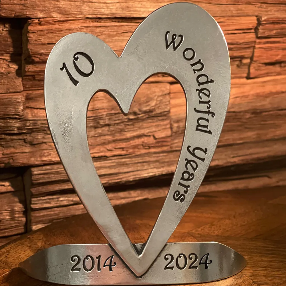 10th Tenth Tin Ten Year Wedding Anniversary Heart Keepsake Gift Personalised With Your Years