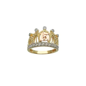 15 Years Birthday Crown-Tiara Ring (14K)