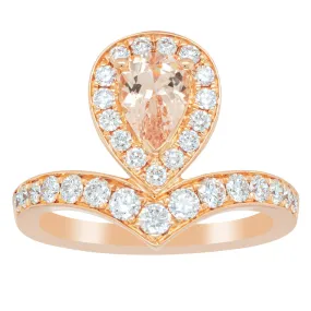 18ct Rose Gold .56ct Morganite & Diamond Tiara Ring