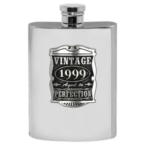 25th Birthday or Anniversary Gift 1999 Vintage Years Pewter Hip Flask