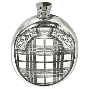 6oz Oval Sporran Pewter Hip Flask with Tartan Design