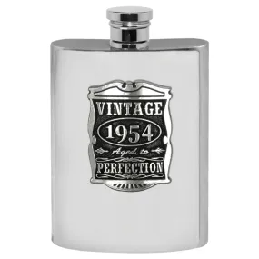 70th Birthday or Anniversary Gift 1954 Vintage Years Pewter Hip Flask