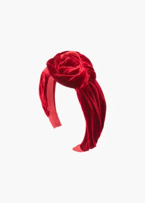 Amina Headband in Velvet -- Ruby