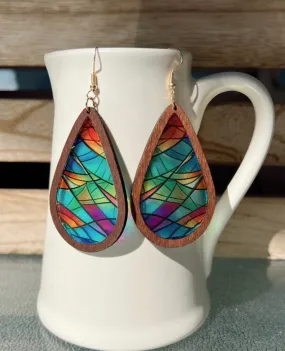 Beautiful Geometric Stained Glass Earrings