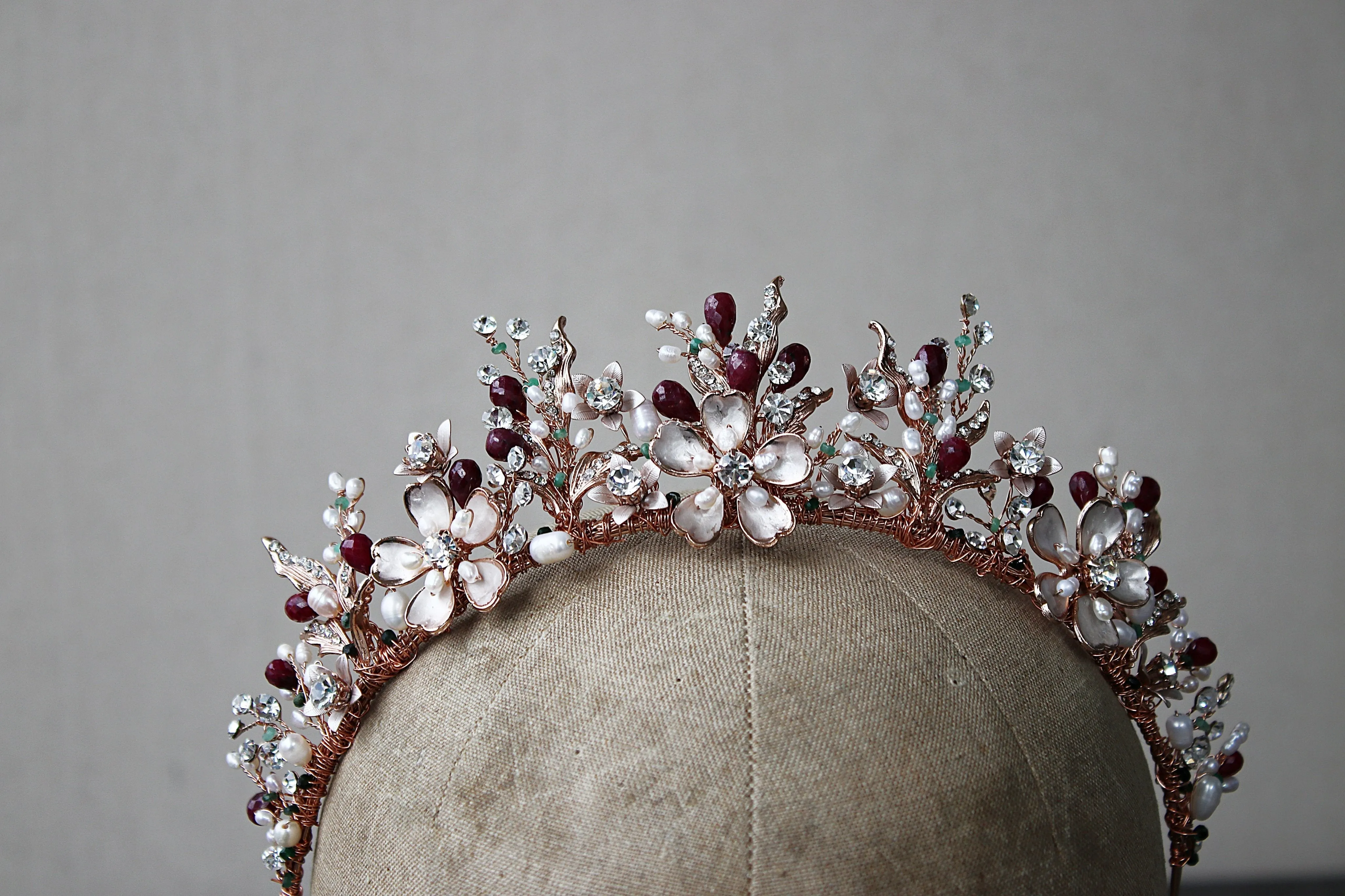 Bespoke GENEVIEVE Tiara with Genuine Emerald Accents for David