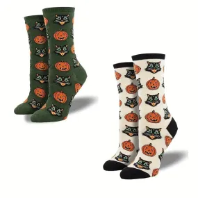 Cats and Pumpkins from the Sock Panda (Adult Medium - Women's Shoe Sizes 5-10)