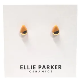 Ceramic Stud Earrings - Mustard Teardrops