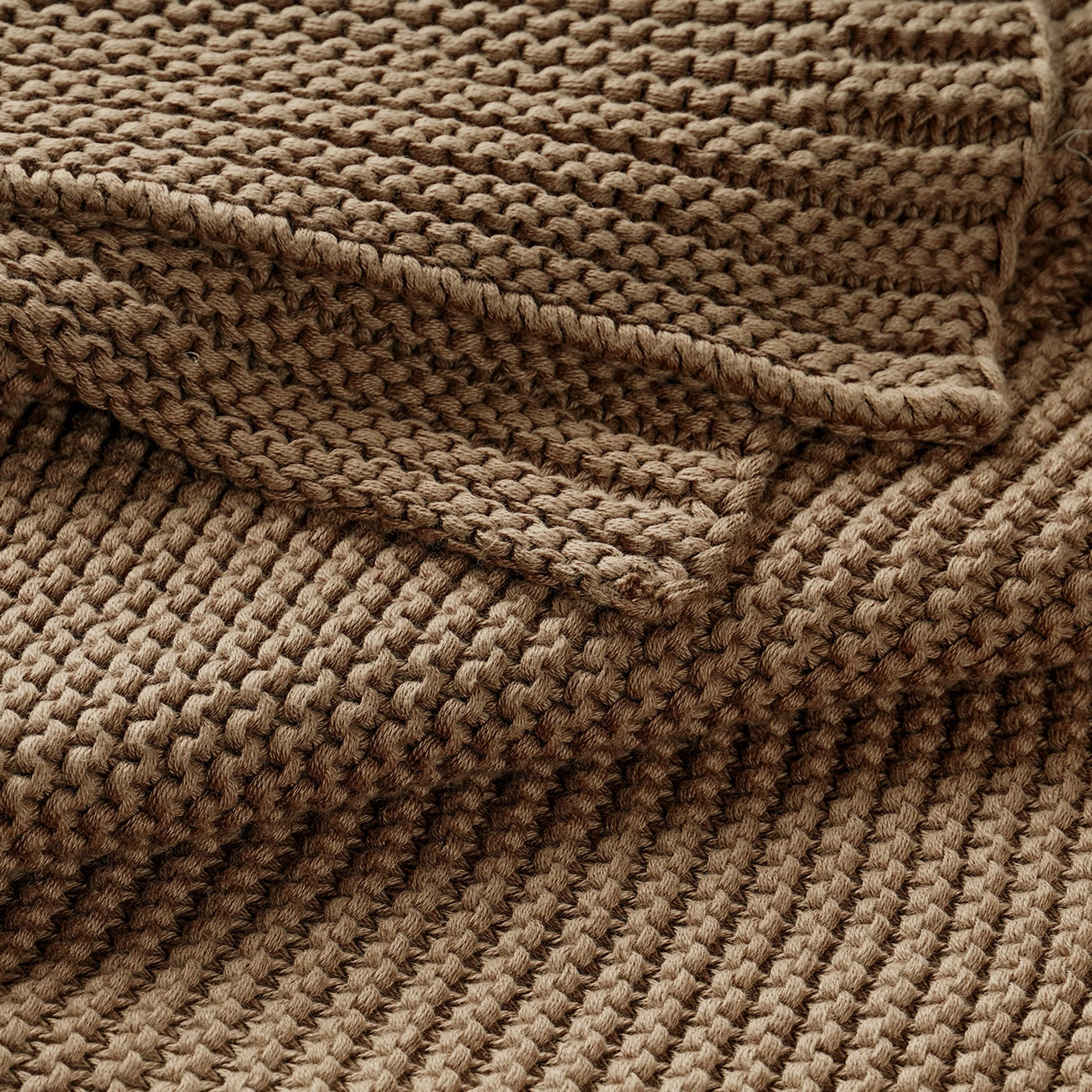 Chunky Knit Throw Blanket | Brown