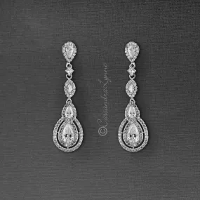 Cubic Zirconia Earrings Pave Teardrop and Marquise