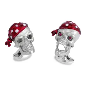 Deakin & Francis Silver Pirate Skull Cufflinks