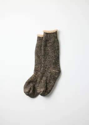 Double Face Crew Socks - Black/Brown