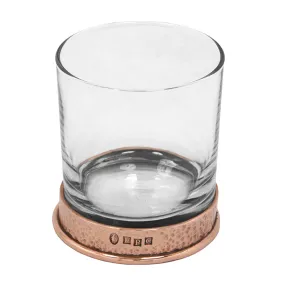 English Pewter 11oz Copper Rose Hammered Pewter Whisky Glass Tumbler