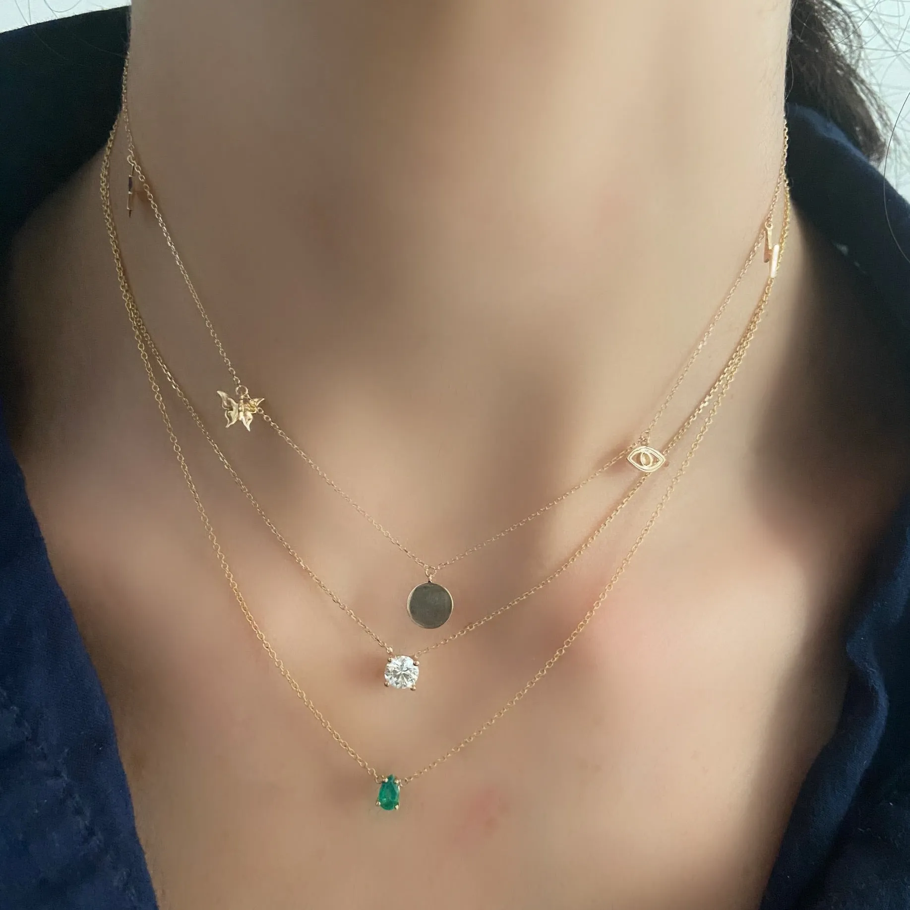 Floating Emerald Teardrop Solitaire Necklace