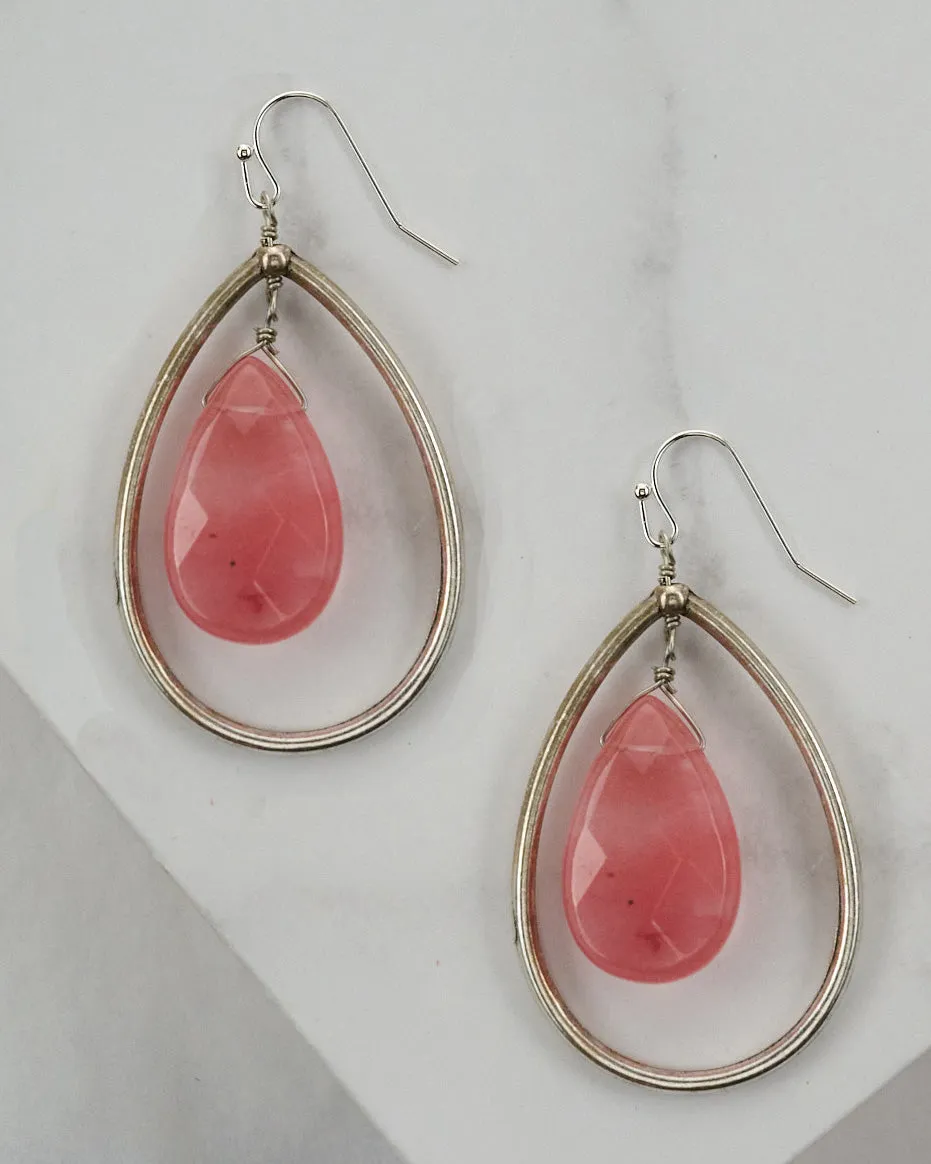 Large Gemstone Teardrop Earring ER625