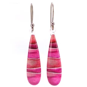 Pink Foiled Teardrop Earrings