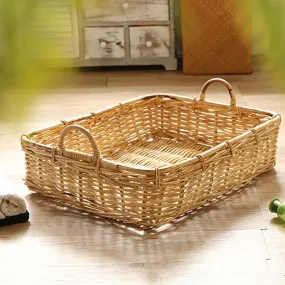 Rattan Storage Serving Tray for Living Room