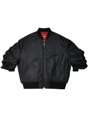 rolled-sleeves bomber jacket