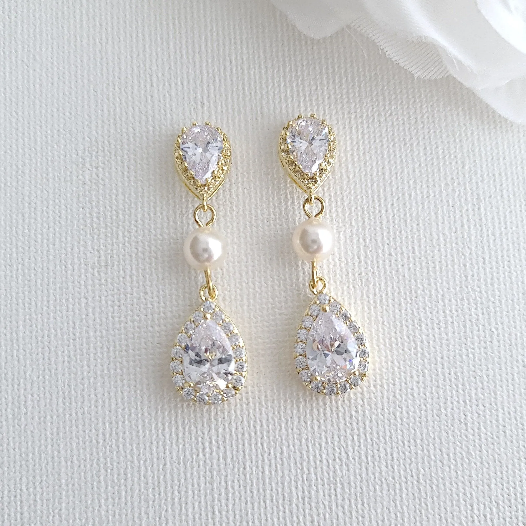 Rose gold and Pearl Earrings-Emma