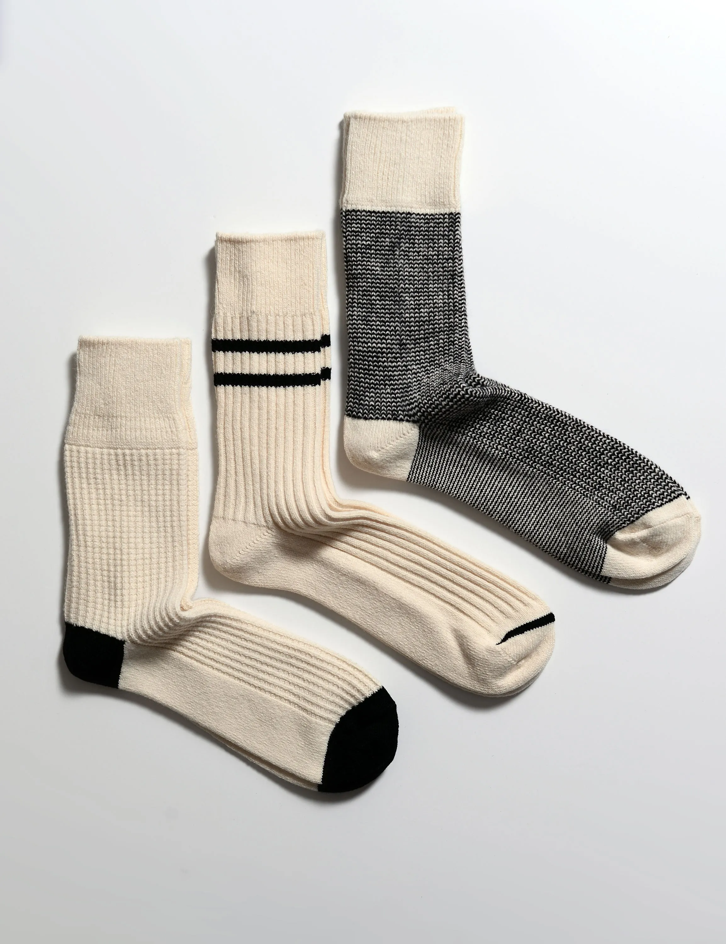 Rototo Special Trio Socks - Black/Natural