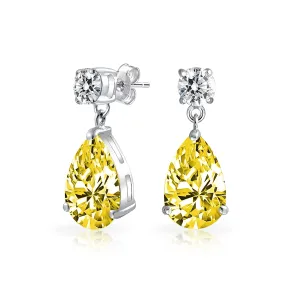 Sparkling Canary Teardrop Earrings