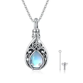 Sterling Silver TearDangle Moonstone Birthstone Urn Necklace for Ashes